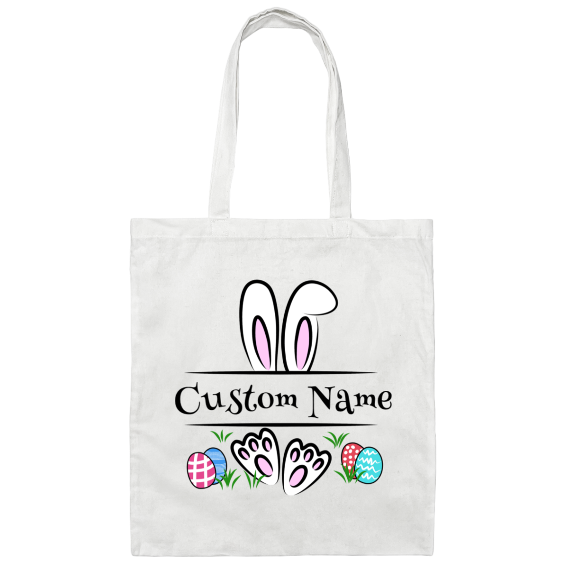 Custom Name Easter Egg Hunt Canvas Tote Bag