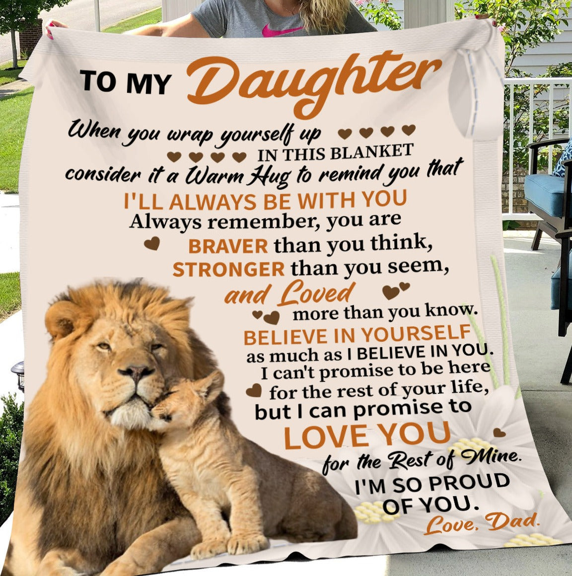 Daughter from Dad Lion Proud Blanket