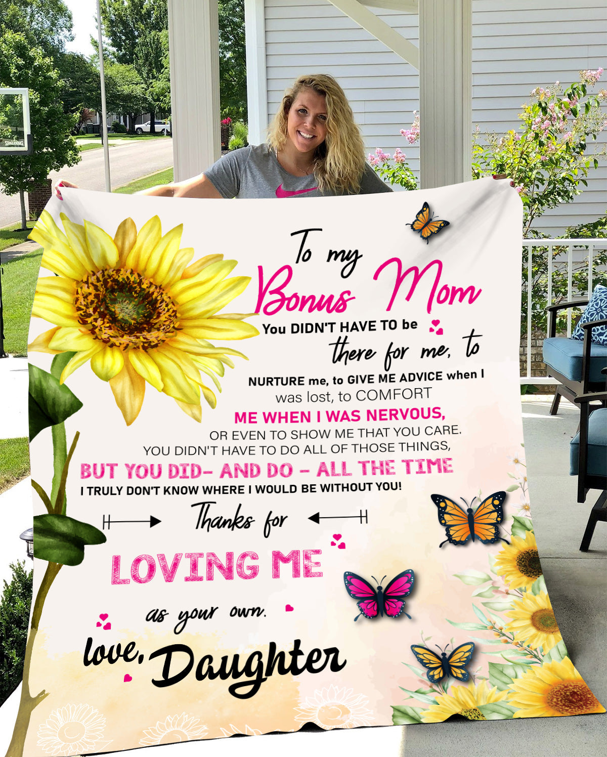 Bonus Mom Personalized Cozy Plush Fleece Blanket