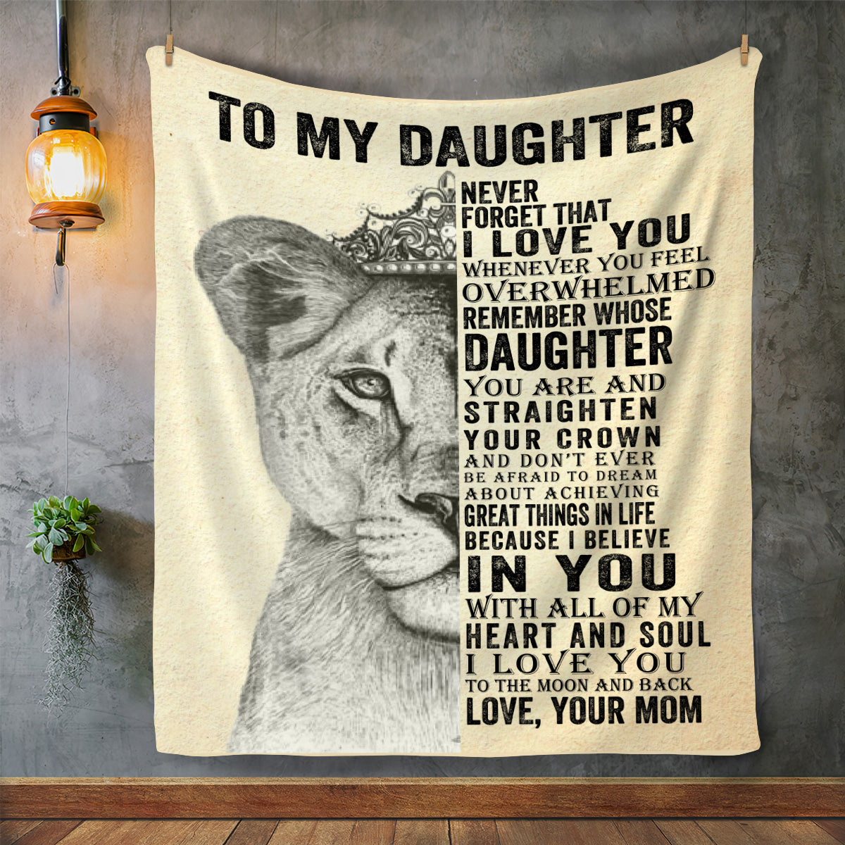 Daughter from Mom Lioness Crown Blanket