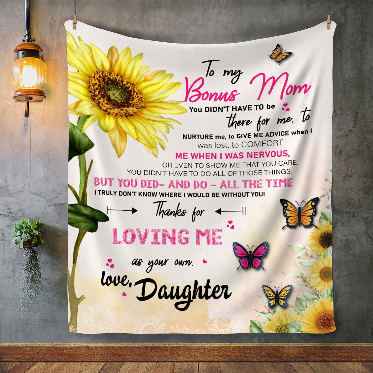 Bonus Mom Personalized Cozy Plush Fleece Blanket