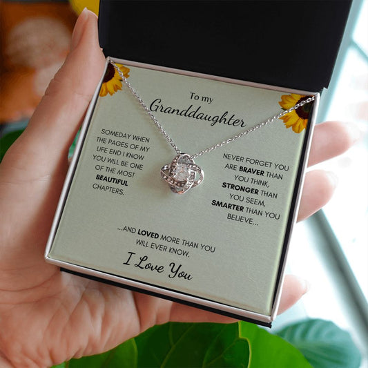 Granddaughter Sunflower Love Knot Necklace