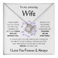 Wife Purple Flower Love Knot Necklace
