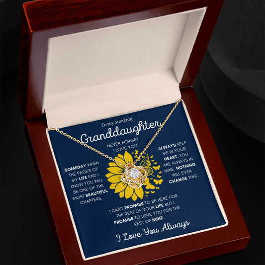 Granddaughter Sunflower Butterfly Love Knot Necklace
