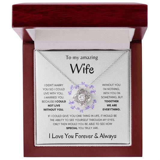 Wife Purple Flower Love Knot Necklace