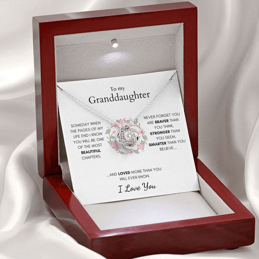 Granddaughter Flowers Love Knot Necklace