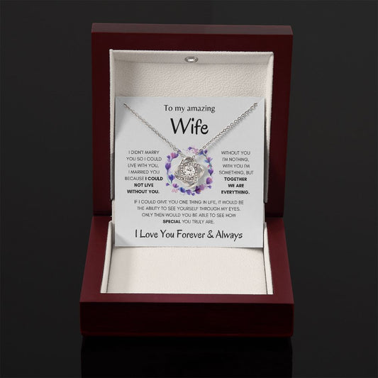 Wife Purple Flowers Love Knot Necklace