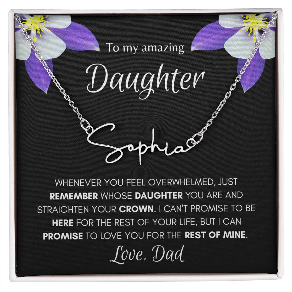 Daughter from Dad Signature Name Flower Necklace