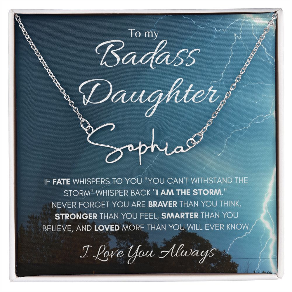 Badass Daughter Signature Style Name Necklace