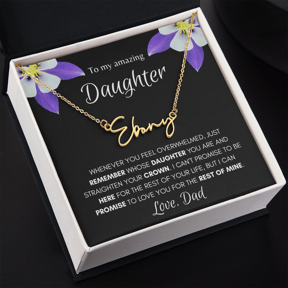 Daughter from Dad Signature Name Flower Necklace