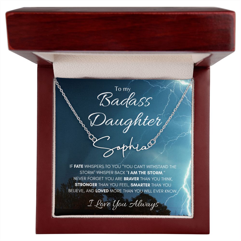 Badass Daughter Signature Style Name Necklace