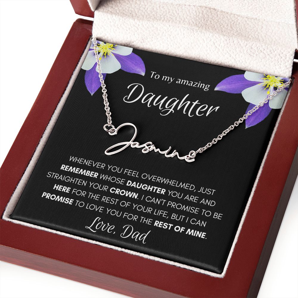 Daughter from Dad Signature Name Flower Necklace