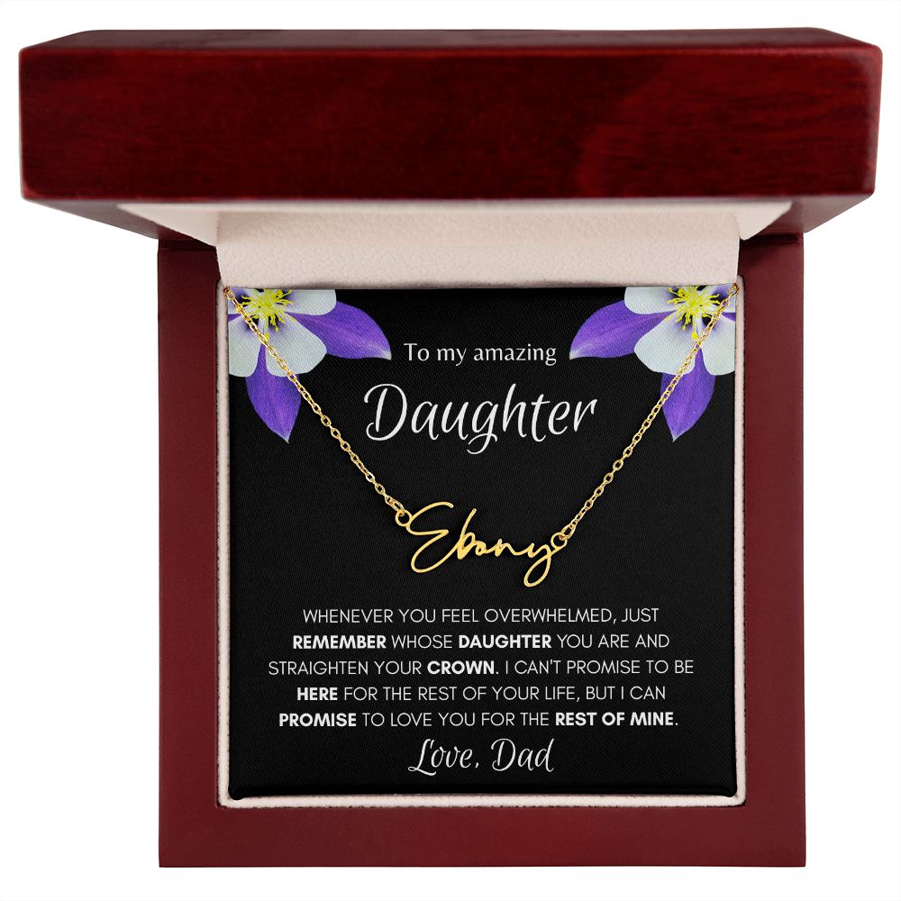 Daughter from Dad Signature Name Flower Necklace