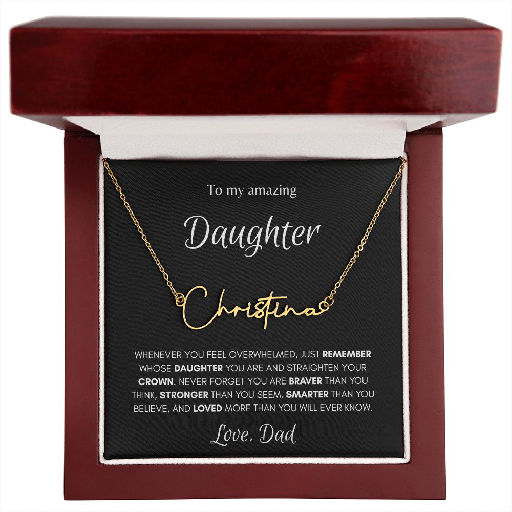 Daughter from Dad Signature Style Name Necklace