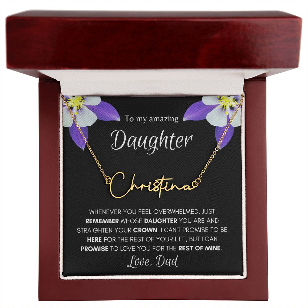 Daughter from Dad Signature Name Flower Necklace