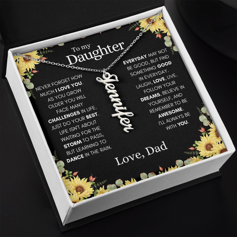 Daughter from Dad Vertical Name Necklace