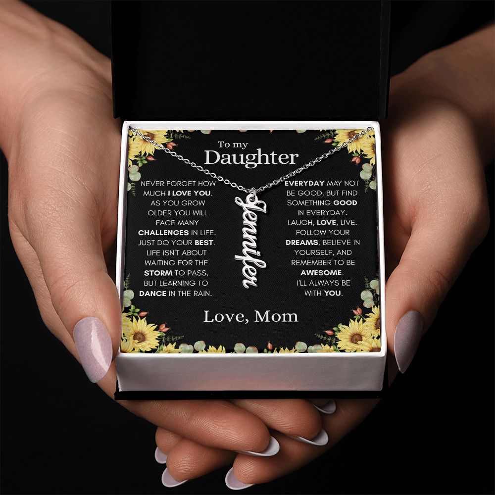Daughter from Mom Vertical Name Necklace