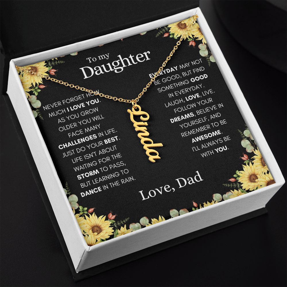Daughter from Dad Vertical Name Necklace