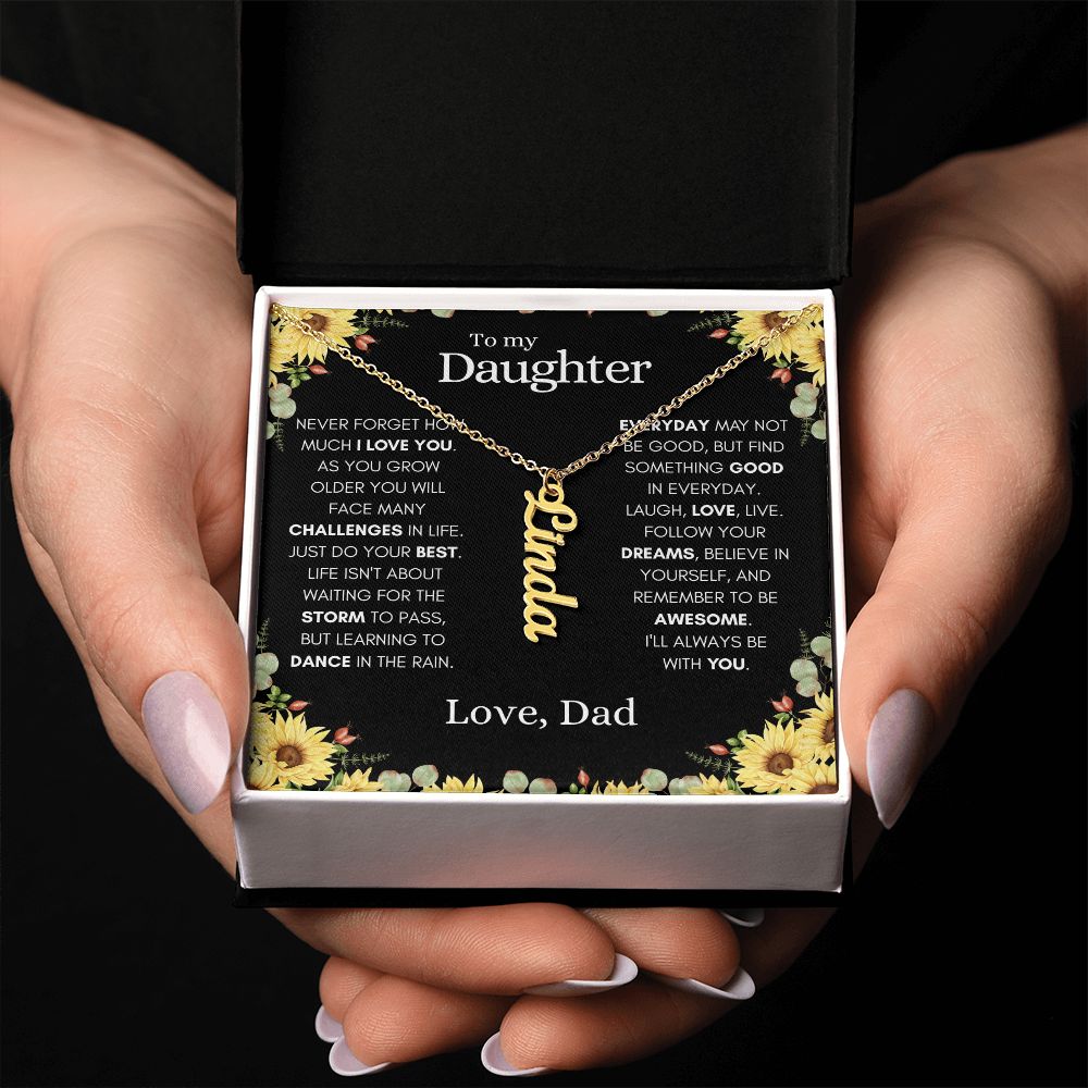 Daughter from Dad Vertical Name Necklace