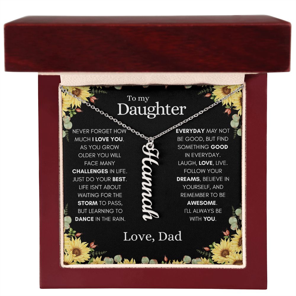 Daughter from Dad Vertical Name Necklace