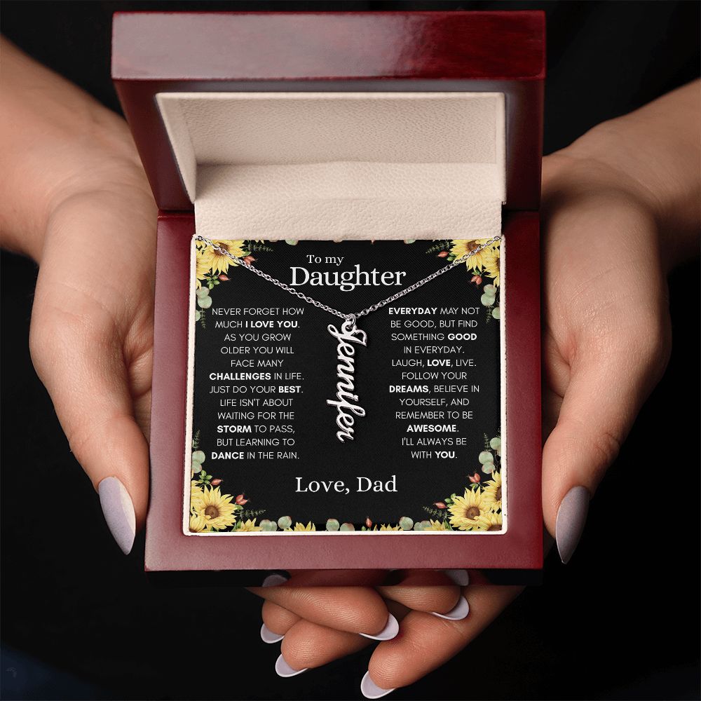 Daughter from Dad Vertical Name Necklace
