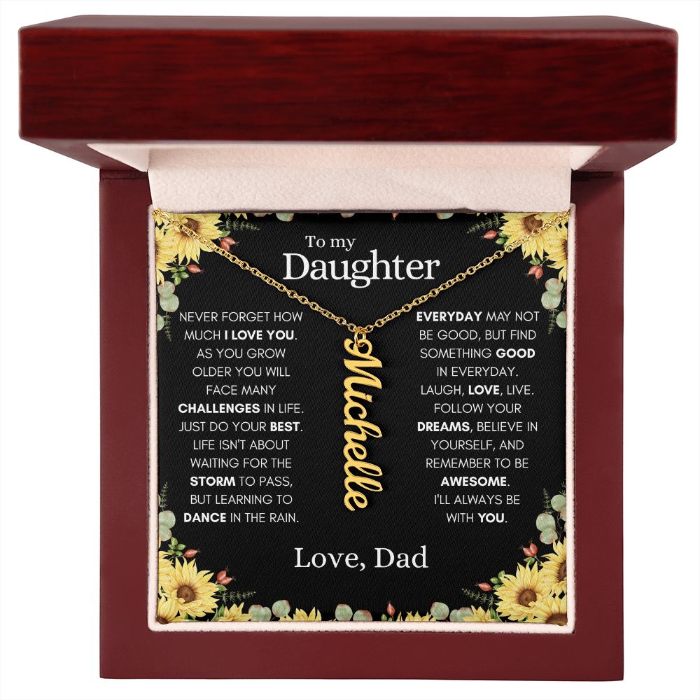 Daughter from Dad Vertical Name Necklace