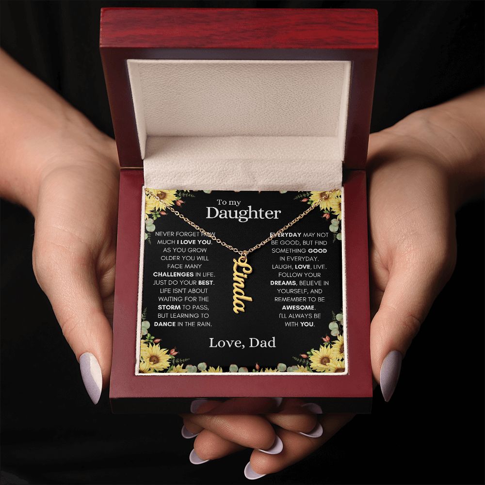 Daughter from Dad Vertical Name Necklace
