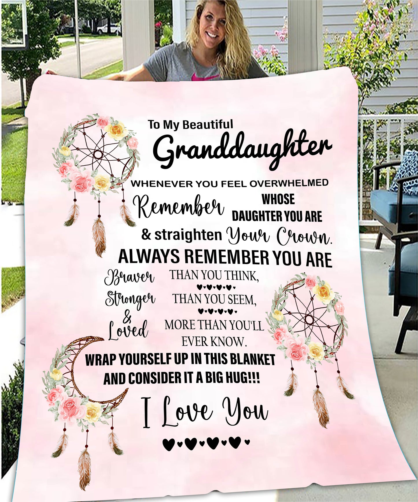 Granddaughter Dreamcatchers Cozy Message Blanket