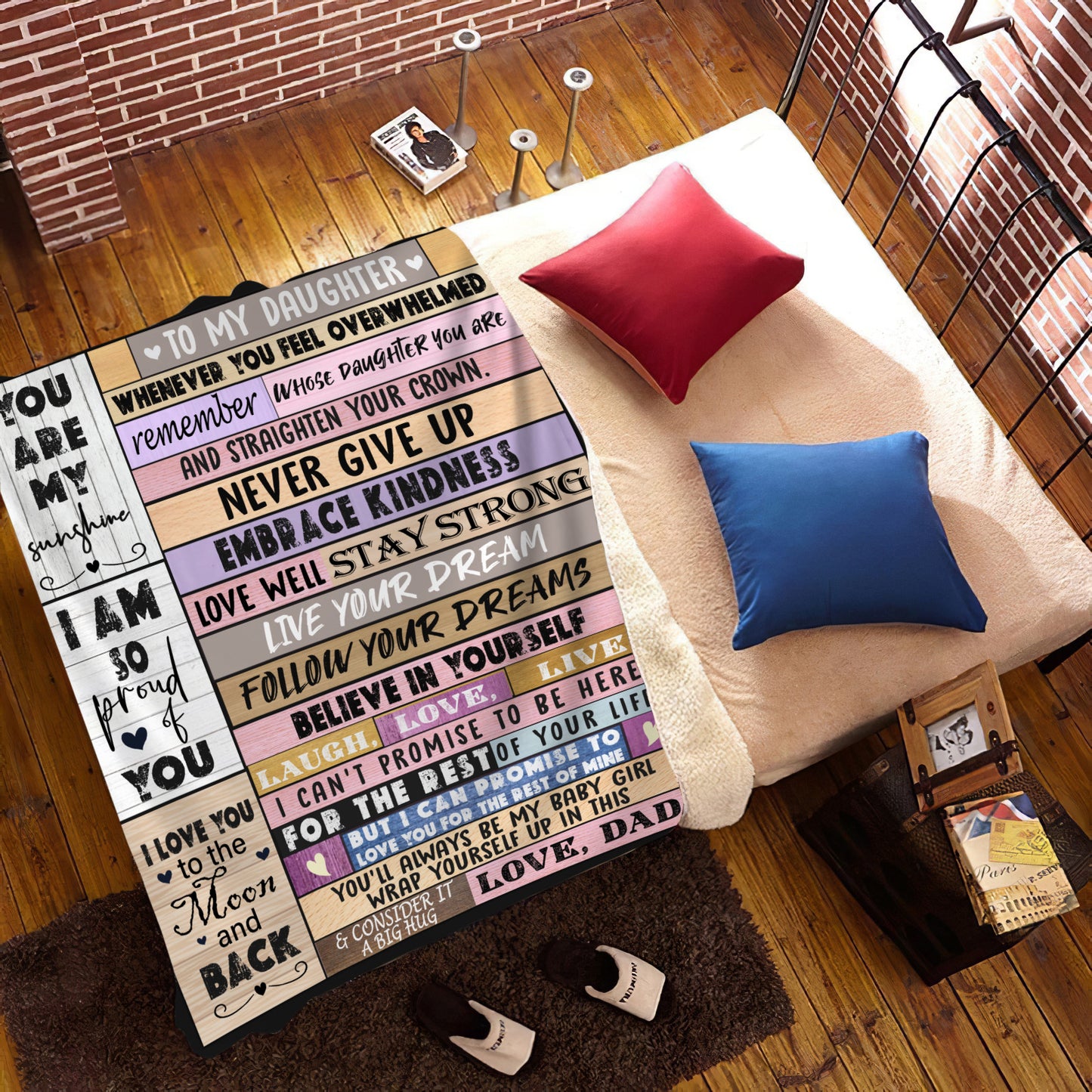 Daughter from Dad Cozy Plush Fleece Message Blanket
