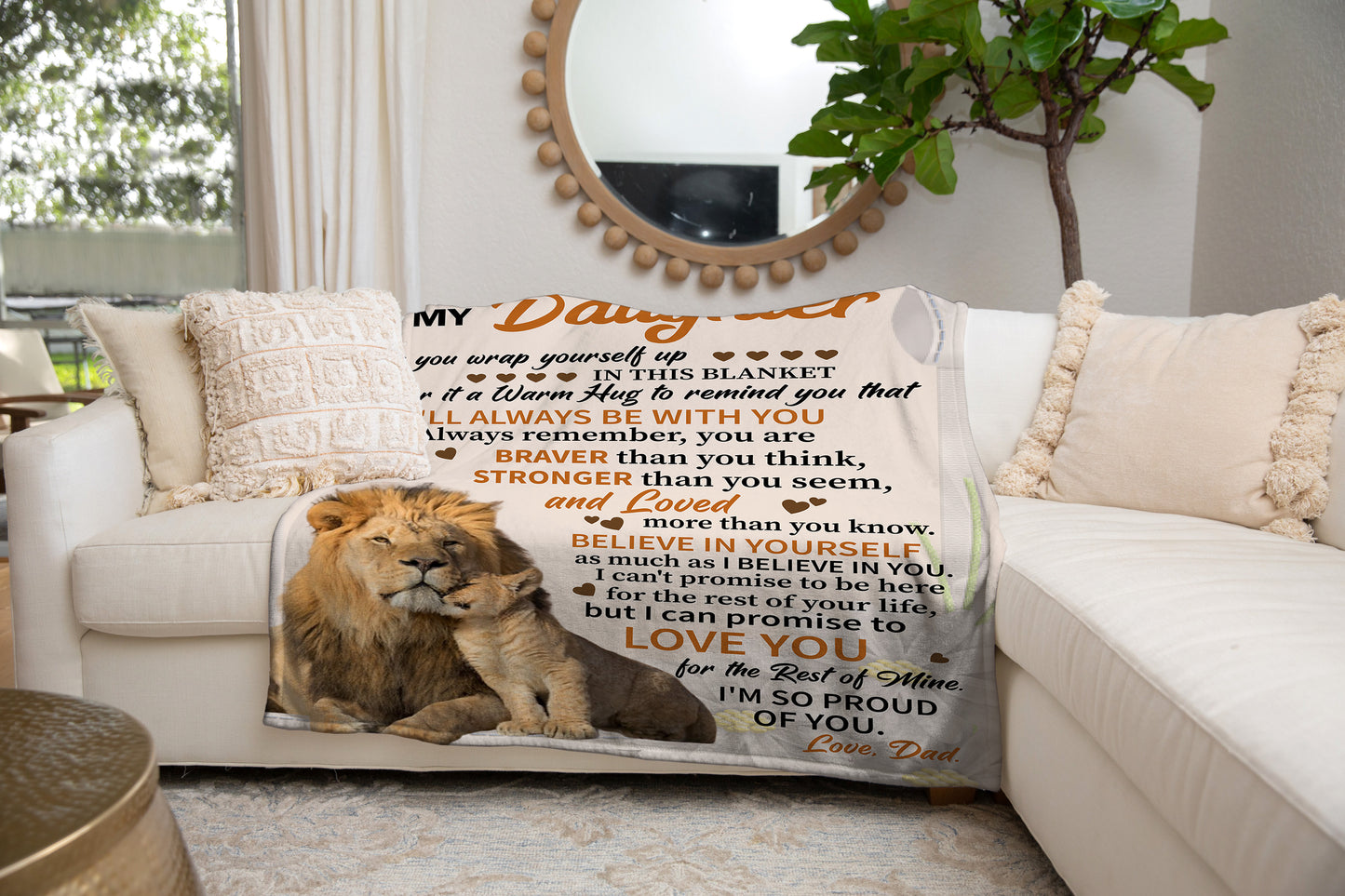 Daughter from Dad Lion Proud Blanket