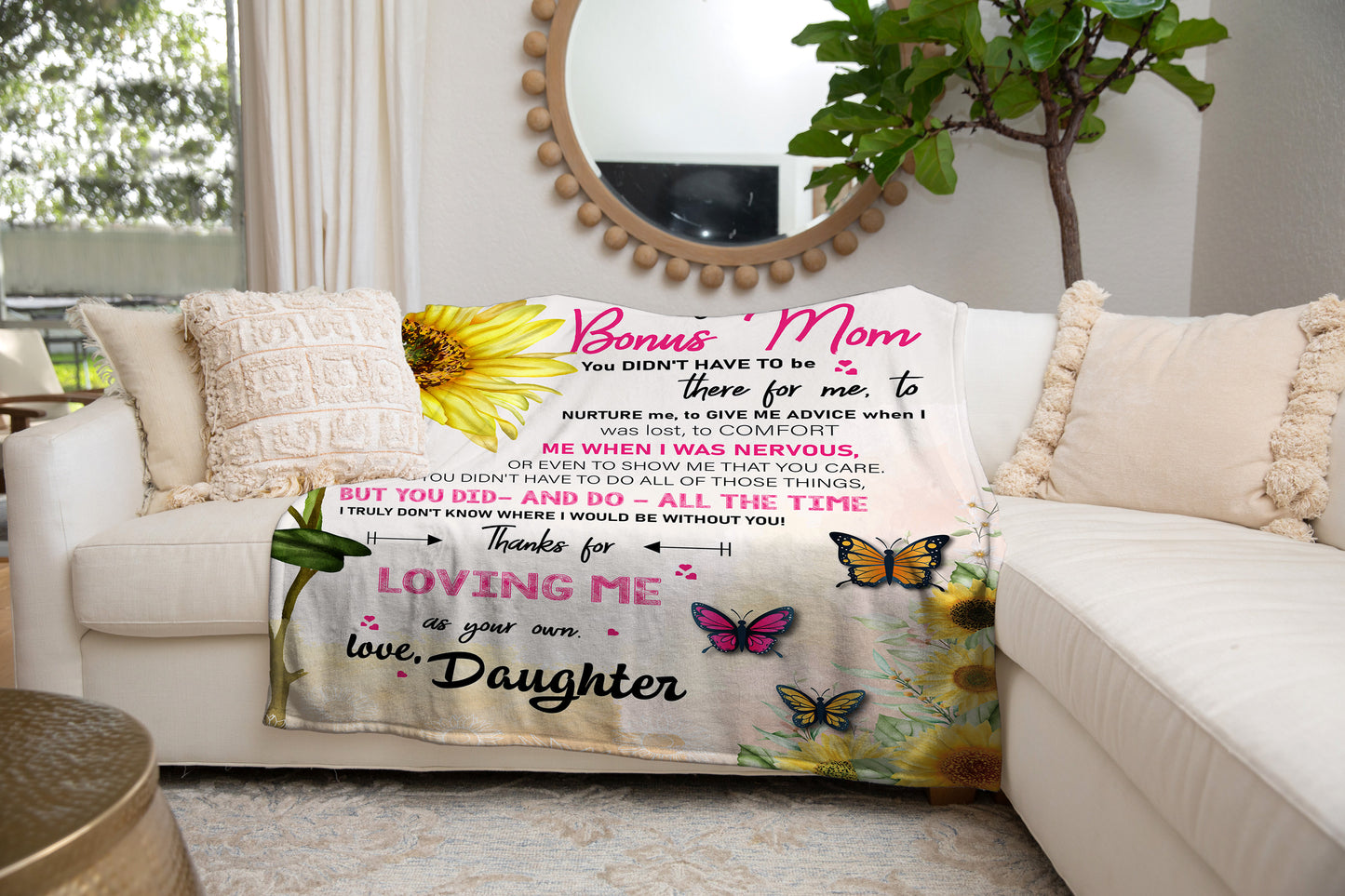 Bonus Mom Personalized Cozy Plush Fleece Blanket