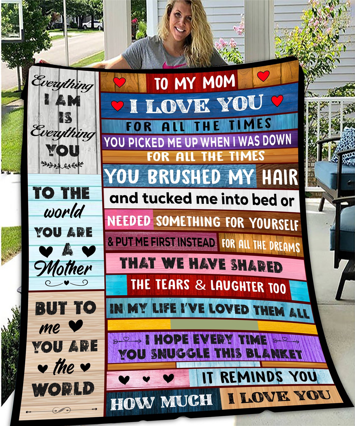 Mom Block Style Cozy Plush Fleece Blanket