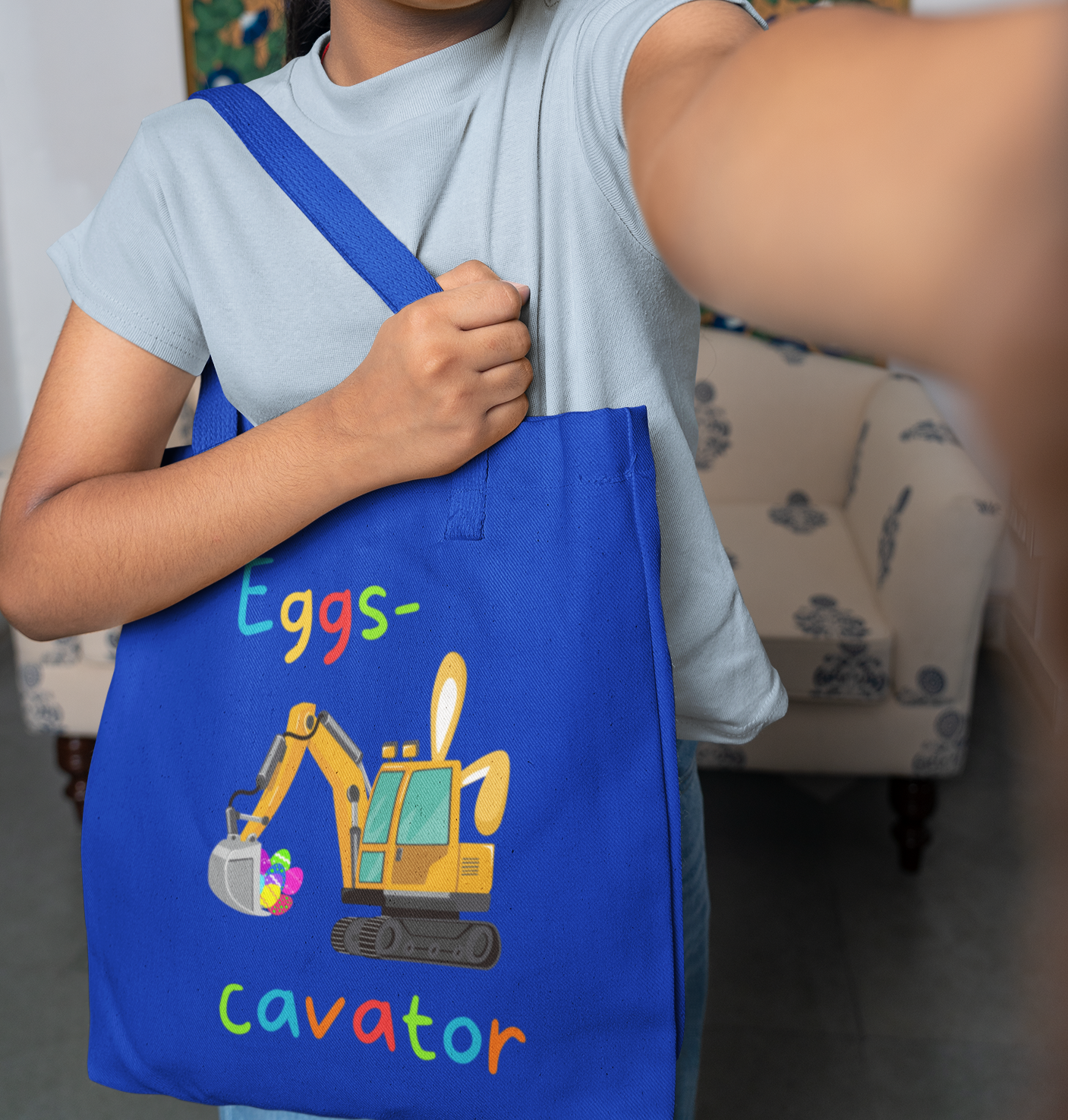 Eggs-cavator Easter Egg Hunt Canvas Tote Bag