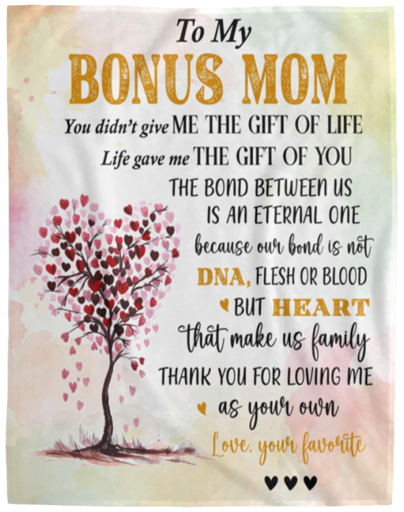 Bonus Mom Heart Tree Cozy Message Blanket