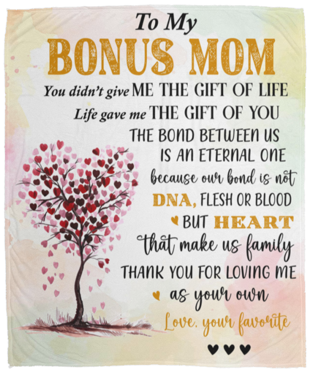 Bonus Mom Heart Tree Cozy Message Blanket