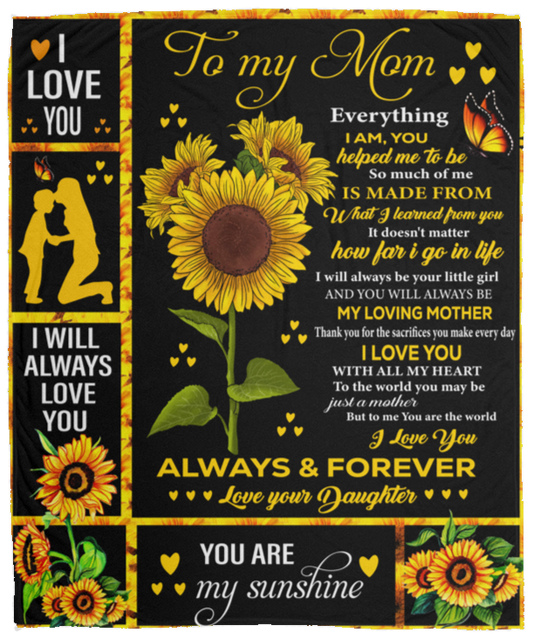 Mom Sunflower From Daughter Cozy Blanket