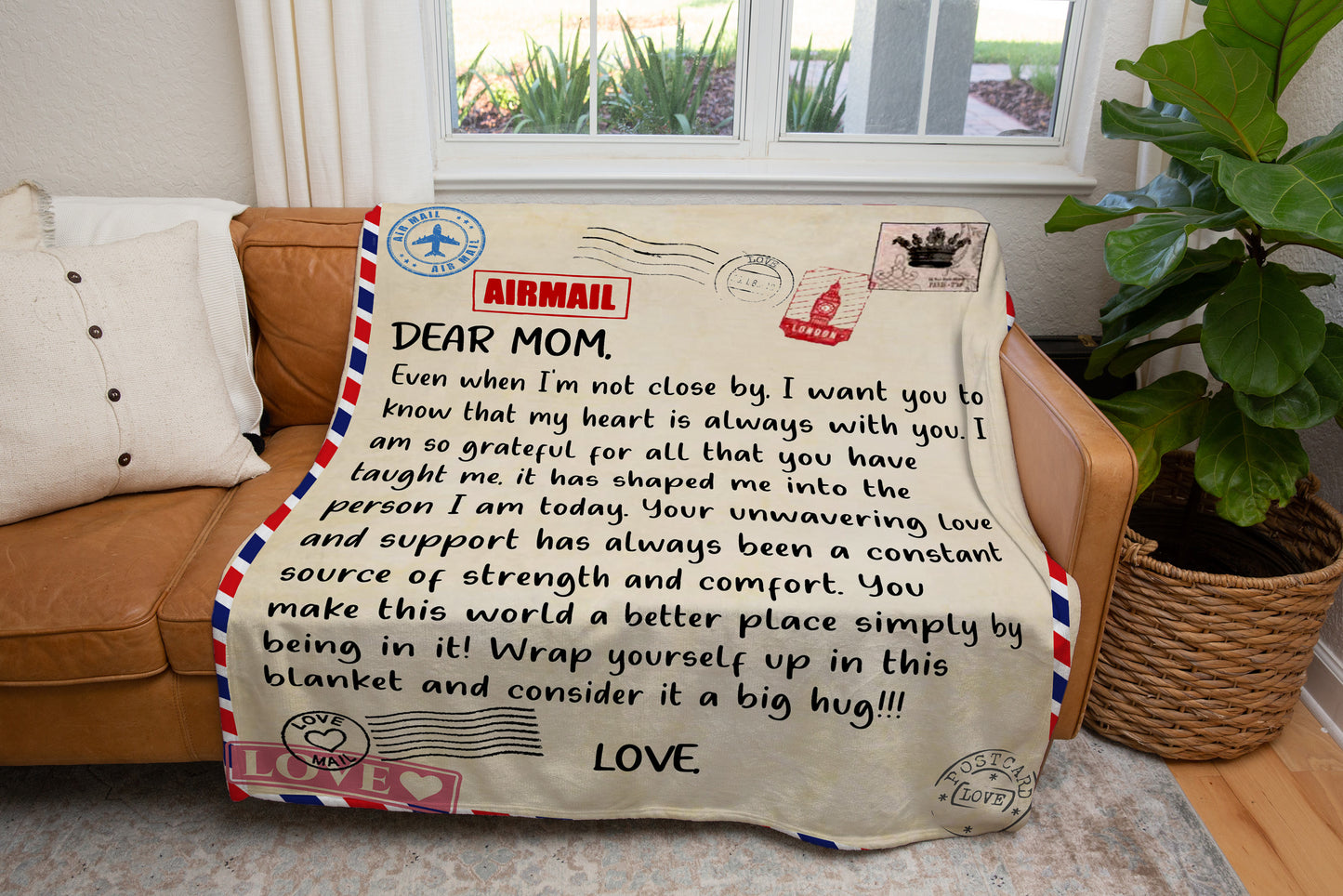 Personalized Mom Mail Cozy Message Blanket