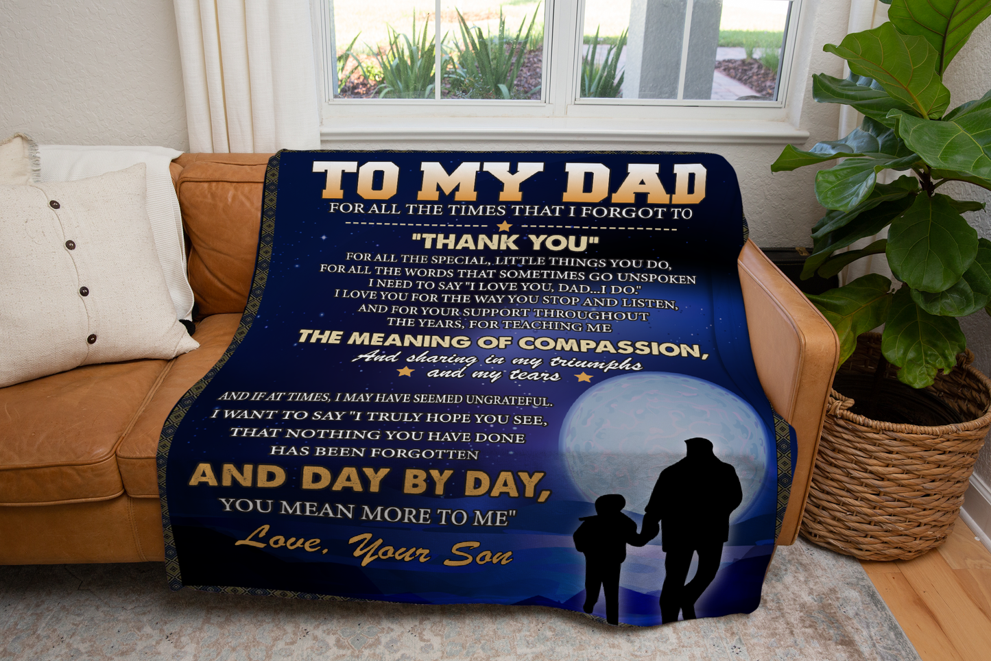 Dad from Son Navy Message Blanket