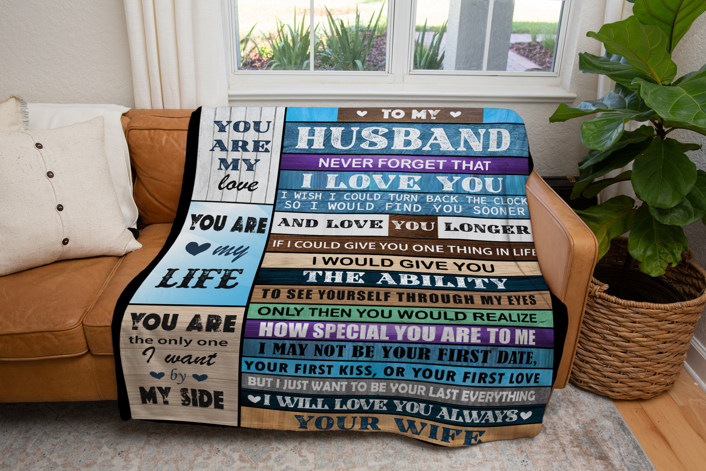 Husband Never Forget Message Blanket