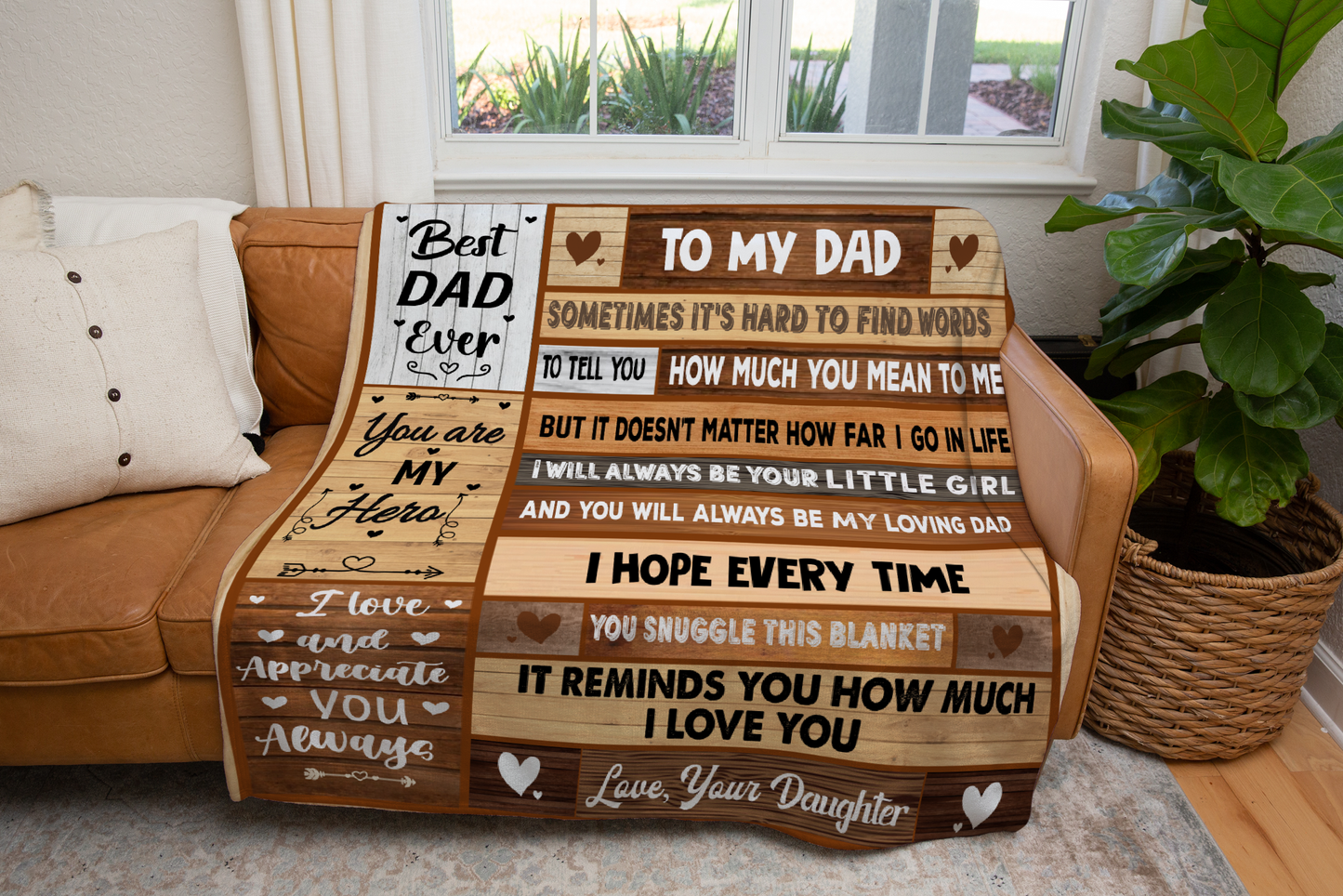 Dad from Daughter Lumber Message Blanket