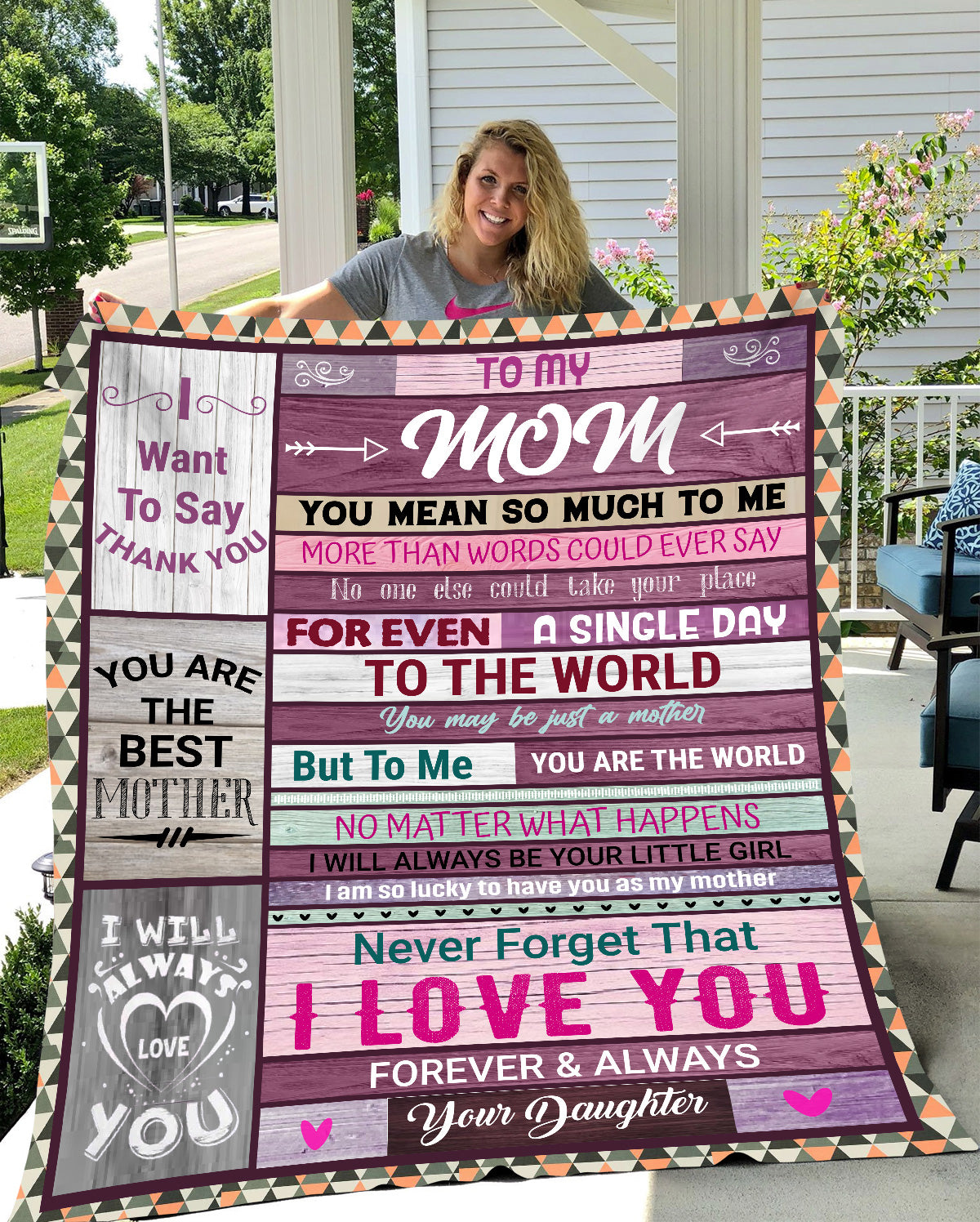 Mom from Daughter Block Style Blanket