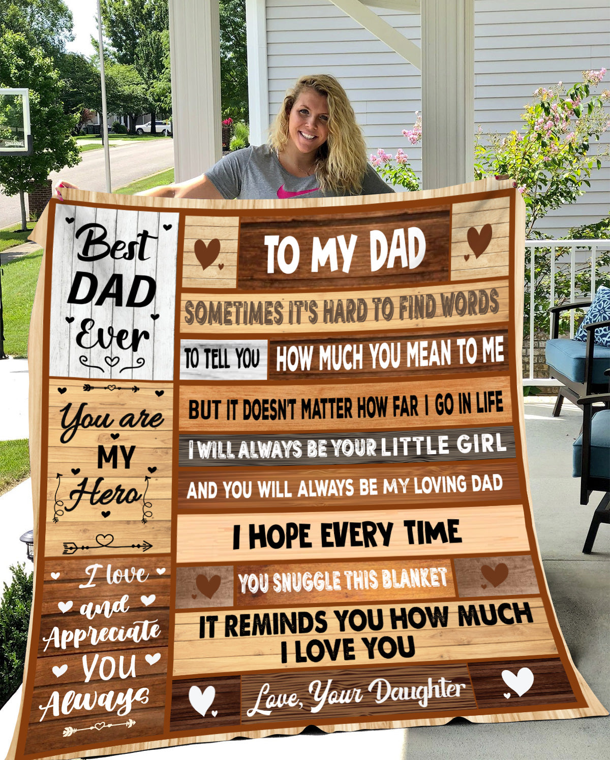 Dad from Daughter Lumber Message Blanket