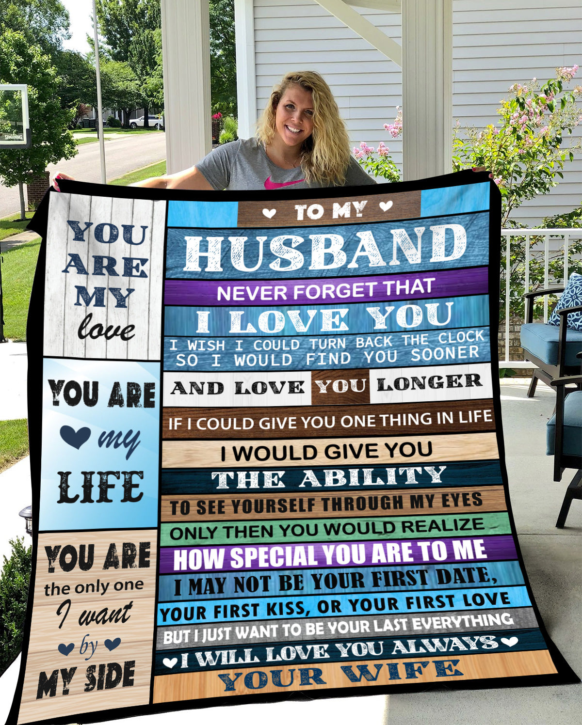 Husband Never Forget Message Blanket