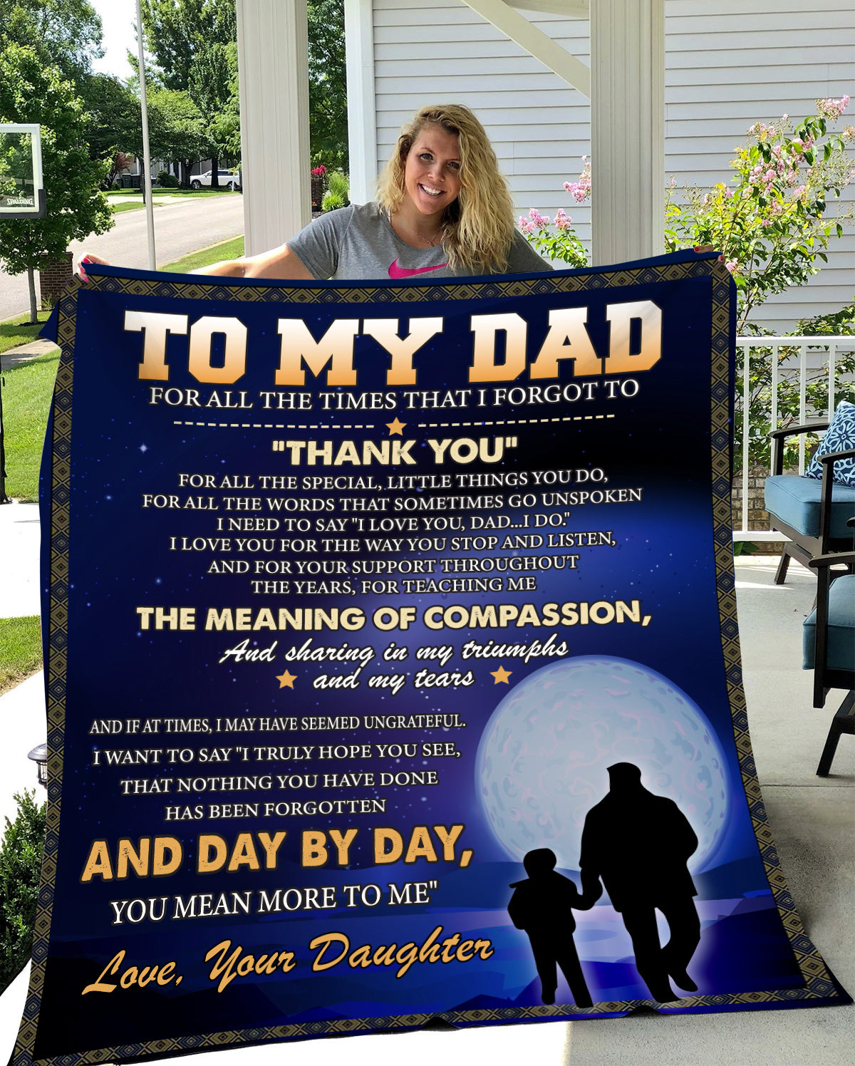 Dad from Daughter Navy Message Blanket