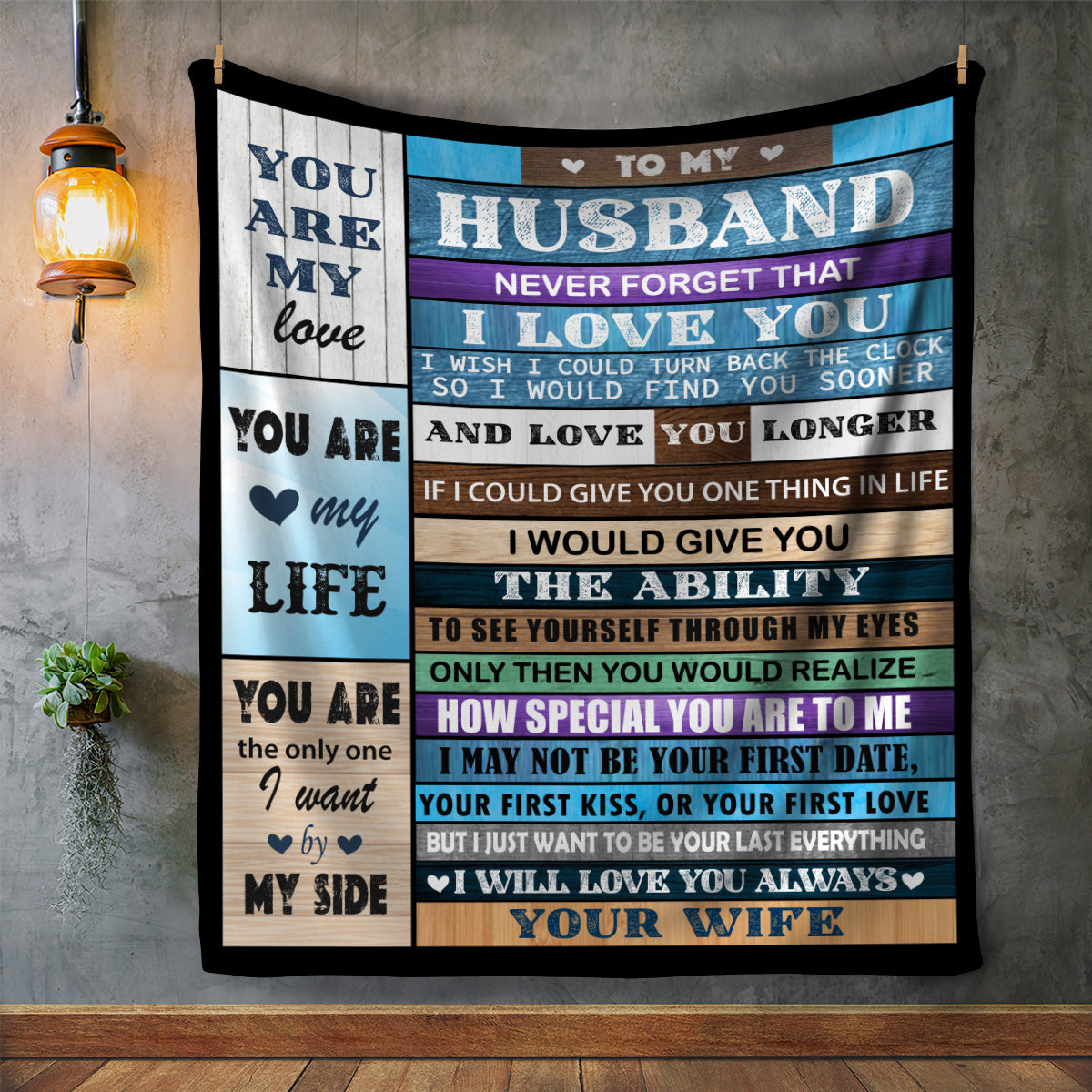 Husband Never Forget Message Blanket