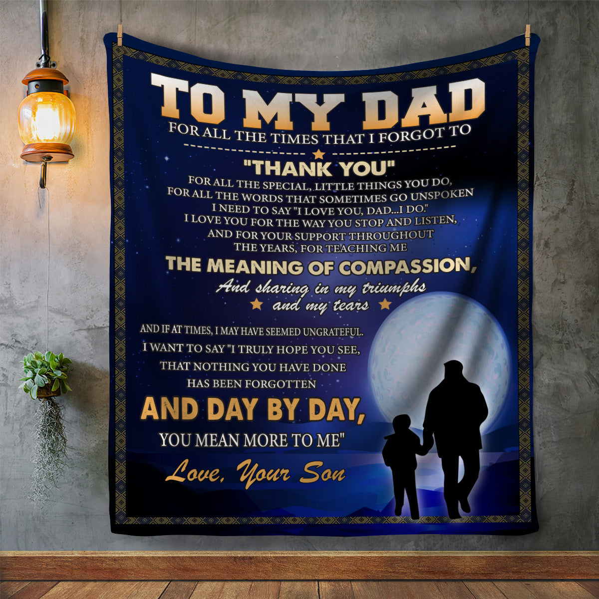 Dad from Son Navy Message Blanket