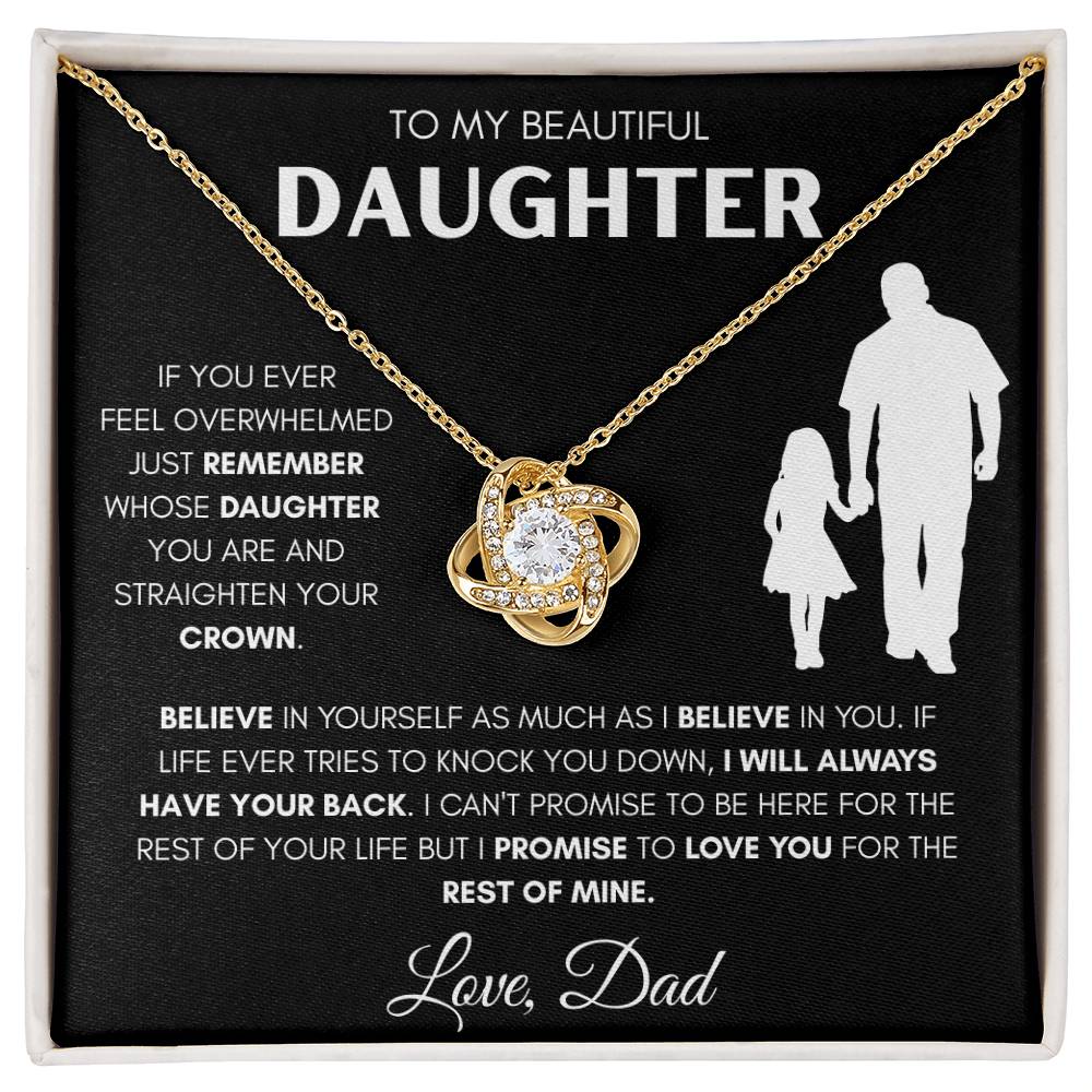 Daughter from Dad Holding Hands Silhouette Love Knot Necklace