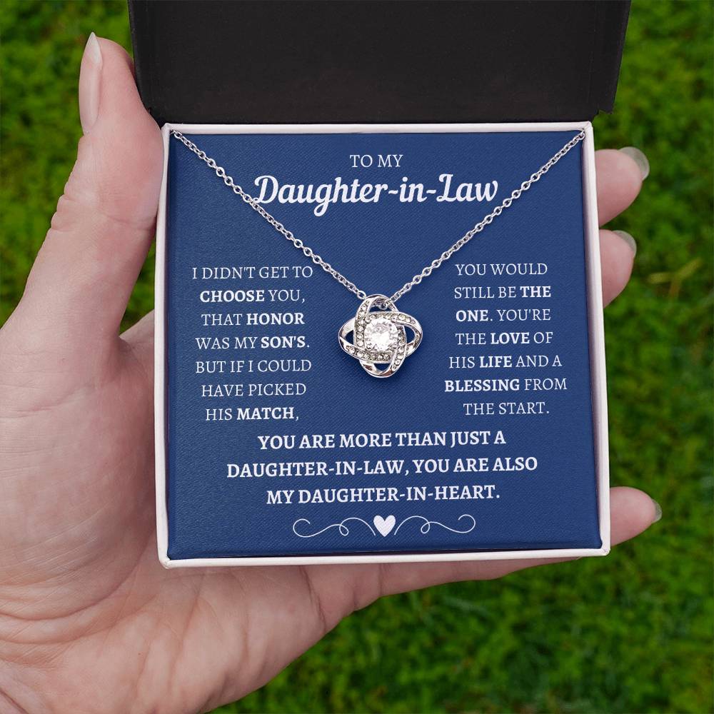 Daughter In Heart Love Knot Necklace
