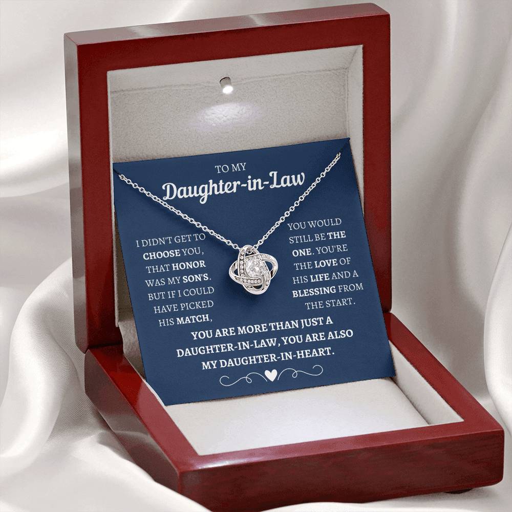 Daughter In Heart Love Knot Necklace