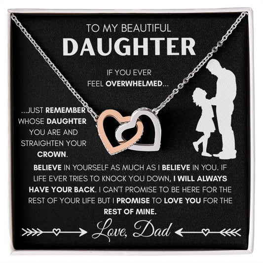 Daughter from Dad Silhouette Interlocking Hearts Necklace